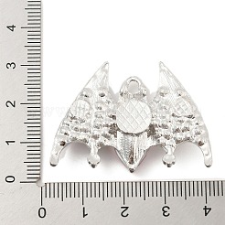 ガラスラインストーンのペンダントとの合金  ハロウィンモチーフ  バット  29x39.5x8mm  穴：3x2.5mm&nbsp;FIND-B033-01B-P
