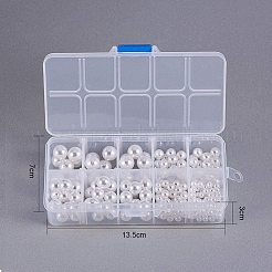 ABSプラスチックパール調ビーズ  片穴ビーズ  ラウンド  ホワイト  13.5x7x3cm  5~12mm  半分穴：1~1.6mm  220個/セット&nbsp;OACR-PH0001-15