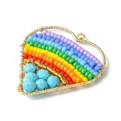 Подвески из окрашенного натурального магнезита и стеклянных бусин&nbsp;PALLOY-MZ00195