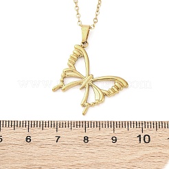 Ожерелья с подвеской в виде полой бабочки из нержавеющей стали 304 NJEW-M096-16G