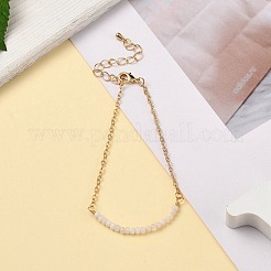 Браслеты из бисера из натурального радужного лунного камня&nbsp;BJEW-JB06092-06