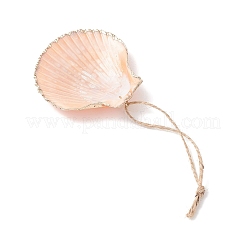 Подвесные украшения из разноцветных морских ракушек с гальваническим покрытием&nbsp;HJEW-JM04622