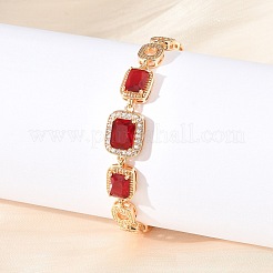 Прямоугольные и овальные латунные браслеты-цепочки с микропаве из кубического циркония KK-R217-25G