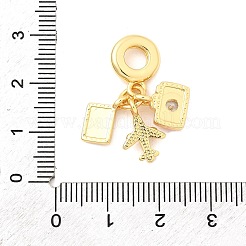 Европейские подвески-подвески из латуни с паве из прозрачного кубического циркония KK-F904-01C-G