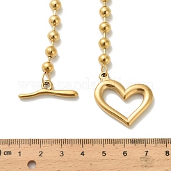 304 нержавеющая сталь ot сердце кулон шариковая цепочка ожерелья для женщин&nbsp;LS-NJEW-C088-05G