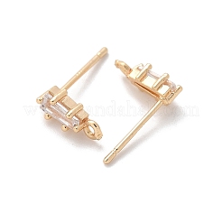 女性用真鍮クリアキュービックジルコニアスタッドピアス  カン付き  14KGP本金メッキ  10x4mm  穴：1mm  ピン：11.5x0.8mm&nbsp;KK-A244-10B-G