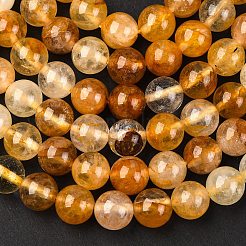 Натуральный желтый гематоидный кварц круглые бусины нити G-F266-09-8mm