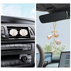 3 clip de ventilation de voiture en alliage et ornements suspendus en aluminium et coque&nbsp;HJEW-JOY00005