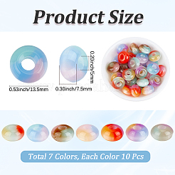 70 pz 7 colori perline europee in resina tripla&nbsp;RESI-PA0001-56