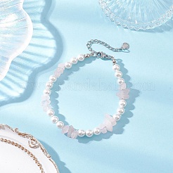 3 bracciale con perline di vetro e pietre preziose naturali miste&nbsp;BJEW-JB12318