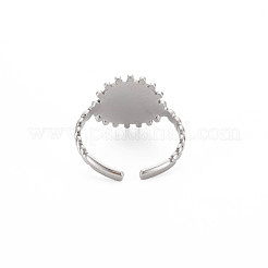 Anillo de puño abierto plano y redondo con letra inicial de acero inoxidable 304 que no se deslustra para hombres y mujeres.&nbsp;RJEW-S405-246P-X