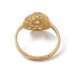 Ионное покрытие(ip) 201 нержавеющая сталь цветок регулируемое кольцо для женщин&nbsp;RJEW-C045-01G