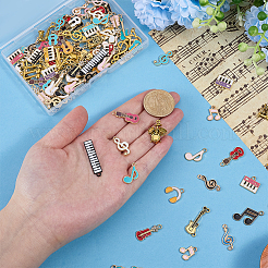 100本合金エナメルペンダント  音符・楽器チャーム  ミックスカラー  13~32x7~20x1~5mm  穴：1.2~2mm&nbsp;FIND-PH0062-21