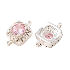 Ciondoli con connettore in ottone con zirconi cubici rosa&nbsp;CU-CBAEC99-14S
