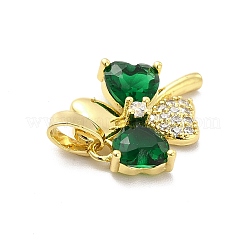 Pendenti in zirconi cubici trasparenti in micro pavè di ottone&nbsp;X-KK-I695-058G