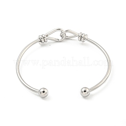 Латунные браслеты с открытыми манжетами и перекрестным узлом для женщин BJEW-G704-01P