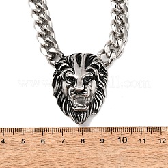 Ожерелья из кубинской цепочки с подвеской в виде головы льва из нержавеющей стали 304&nbsp;NJEW-C099-05AS