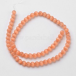 キャッツアイビーズ  ラウンド  ライトサーモン  10mm  穴：1mm  約39個/連  15インチ&nbsp;X-CER10mm55
