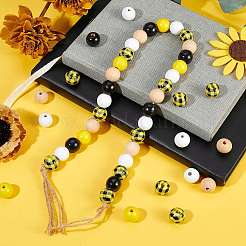200個の木製ビーズ  ジュートコードを束ねる  DIYストレッチブレスレット検索キット用  きいろ  ビーズ：200PCS&nbsp;DIY-SZ0003-33A