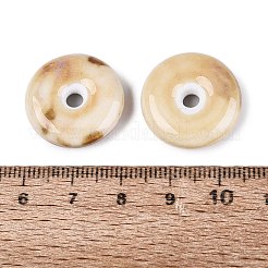 ヴィンテージの手作り磁器ビーズ  ファンシーアンティーク施釉磁器  ドーナツの形  パパイヤホイップ  20~22x6~7mm  穴：3~4.5mm&nbsp;PORC-N013-20-18