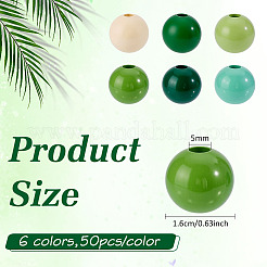 300шт 6 цвета деревянные европейские бусины&nbsp;WOOD-ME0001-17