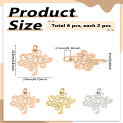 6 шт. подвески из нержавеющей стали 304 двух цветов&nbsp;STAS-LP0004-37