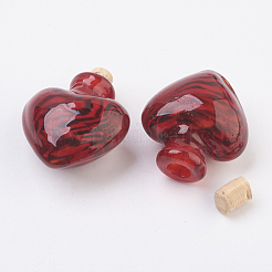 手作りランプワーク香水瓶ペンダント  精油ボトル  ハート  レッド  32.5mm  穴：5mm  ボトル容量：0.5~1ml（0.017~0.03液量オンス）&nbsp;LAMP-P044-F03