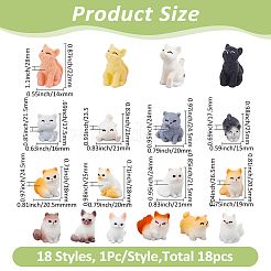 18 шт. 18 стиля украшения в форме кошки из смолы&nbsp;AJEW-FH0006-33