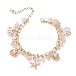 Rose naturelle perles de pépites de quartz bracelets&nbsp;BJEW-JB13155-02