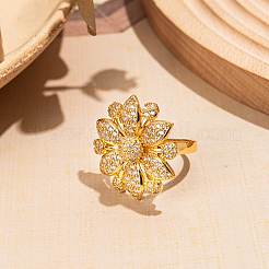 Женские кольца на палец из латуни с микропаве и кубическим цирконием PZ4945