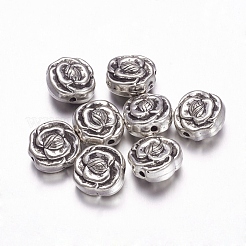 CCBプラスチックビーズ  花  アンティークシルバー  15x15x9mm  穴：1~2mm&nbsp;CCB-F006-29AS