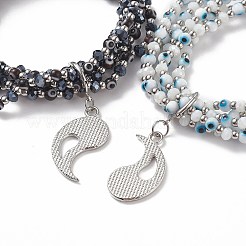 2шт 2-х цветные браслеты лэмпворк сглаз и стекло стрейч многорядные браслеты набор BJEW-JB08785