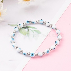 Bracelets extensibles en perles de chalumeau ronds faits à la main&nbsp;BJEW-JB05974