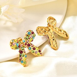 Серьги-гвоздики с бантом из нержавеющей стали 304&nbsp;EJEW-A123-02C-G