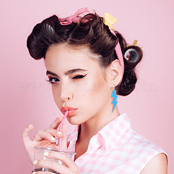 6 пара двухцветных акриловых сережек-молний EJEW-AN0001-58