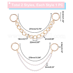 2 комплект из двухрядных цепочек с подвесками для обуви из АБС-пластика с жемчужными бусинами&nbsp;DIY-PH0007-07