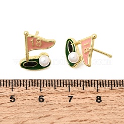 Серьги-гвоздики из латуни с эмалью в виде корабля&nbsp;EJEW-H180-24G