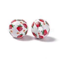 Европейские бусины из дерева с фруктовым принтом WOOD-G013-01B