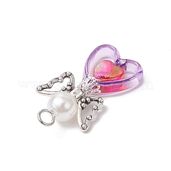 Прозрачные акриловые рамки для бусин с бусинами из сплава в тибетском стиле и круглыми бусинами и подвесками из АБС-пластика с имитацией жемчуга PALLOY-JF03725-01