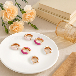 4 пара двухцветных серег-колец Huggie Hoop из сплава и эмали для женщин&nbsp;EJEW-HY0001-23B