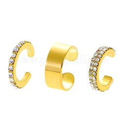 3 шт. серьги-каффы из латуни с микропаве из прозрачного кубического циркония&nbsp;WH-WG8E2FE-01
