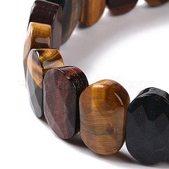 Natürliches Tigerauge-Stretcharmband mit ovalen Perlen&nbsp;G-E010-01G