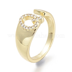 Messing Micro Pave klare Manschettenringe aus Zirkonia&nbsp;RJEW-F103-13Q-G