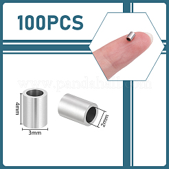 304ステンレススチールチューブビーズ100個  チューブ  ステンレス鋼色  4x3mm  穴：2mm&nbsp;STAS-UN0063-82A-P