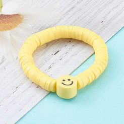 Anelli elastici con perline heishi fatti a mano in argilla polimerica&nbsp;X-RJEW-JR00331