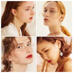 Наборы для самостоятельного изготовления сережек-подвесок из листьев и жемчуга&nbsp;DIY-SC0016-50