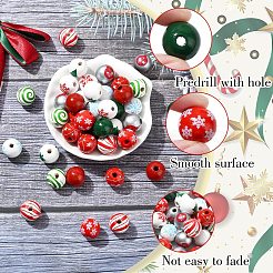 40 шт. В 10 стилях расписные европейские бусины из натурального дерева WOOD-YW0001-24