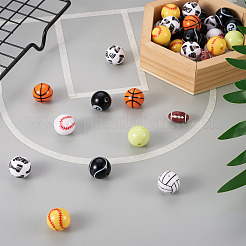 54 шт. 9 стиля непрозрачные акриловые бусины на спортивную тематику&nbsp;RESI-BT0001-28