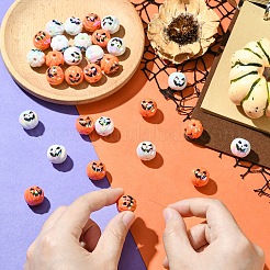 10 шт. 2 цвета акриловые бусины с УФ-покрытием на Хэллоуин&nbsp;OACR-YW0003-61