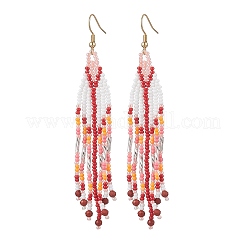 Серьги-стрелы из стеклянных бусин ручной работы EJEW-MZ00539